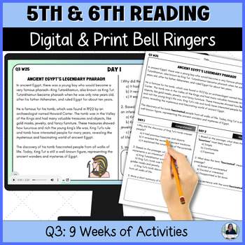 Preview of Reading Bell Ringers for Middle School ELA/ESL for 5th and 6th Grade Quarter 3