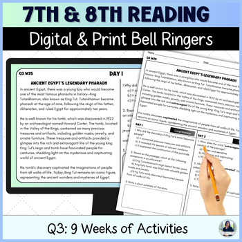 Preview of Reading Bell Ringers for Middle School ELA/ESL for 7th and 8th Grade Quarter 3