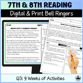 Reading Bell Ringers for Middle School ELA/ESL for 7th and