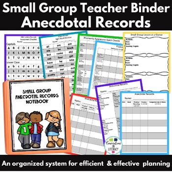 Preview of Reading Intervention & Reading Groups Teacher Binder & Anecdotal Notes Template