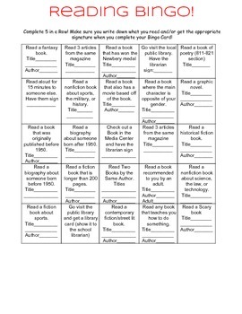 Reading Bingo! by Librarian Vickie | Teachers Pay Teachers