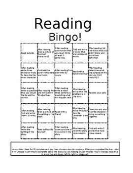 Preview of Reading Bingo