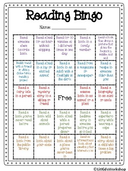 Reading Bingo by Lit Kids Workshop | TPT