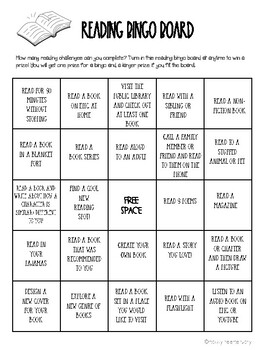 Home Reading Bingo Board- Elementary by Maddy In Elementary | TPT