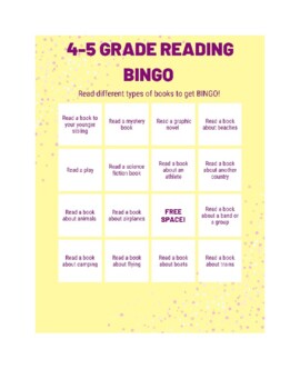 Preview of Reading Bingo Cards Grade K-5