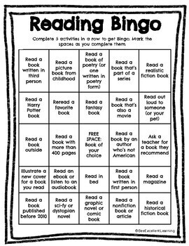 Reading Bingo by Bee Excellent Learning | TPT