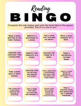 Preview of Reading Bingo: Literary Elements and Critical Thinking