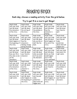 Reading Bingo, Virtual Learning Reading Bingo, Distance Learning ...