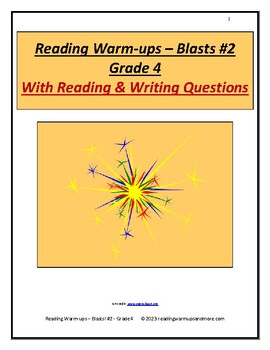 Preview of Reading Warm-ups - Blasts! #2 - Grade 4 With Reading & Writing Questions