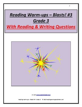 Preview of Reading Warm-ups - Blasts! #3 - Grade 3 - With Reading & Writing Questions