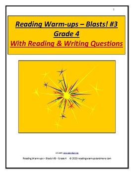 Preview of Reading Warm-ups - Blasts! #3 - Grade 4 - With Reading & Writing Questions