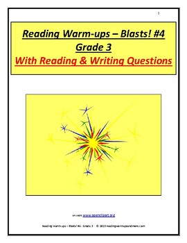 Preview of Reading Warm-ups - Blasts! #4 - Grade 3 - With Reading & Writing Questions