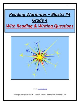 Preview of Reading Warm-ups - Blasts! #4 - Grade 4 - With Reading & Writing Questions