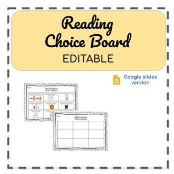 Preview of Reading Book Choice Board - Editable