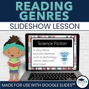 Preview of Reading & Book Genres Slideshow for Classrooms and Libraries - Google Slides™