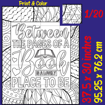 Preview of Reading Book Quote Coloring Poster - Bulletin Board Decor End of Year Activities