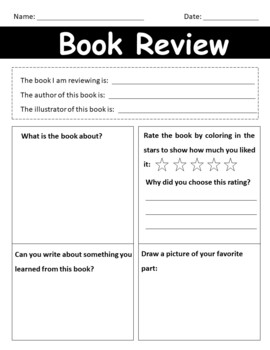 Preview of Reading: Book Review Template for Grade 1-3!