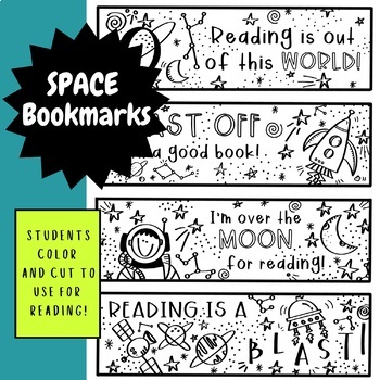 Preview of Reading Bookmarks to Color- Space Theme