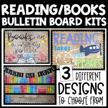 Preview of Reading Bulletin Boards - Classroom Library Decor - Reading Corner - Interactive