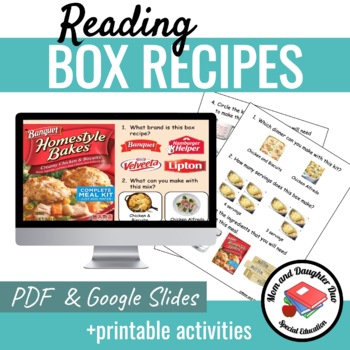 Preview of Reading Box Recipes Google Slides and Worksheets
