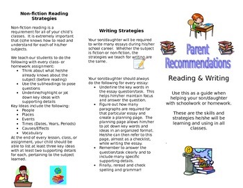 Preview of Reading Brochure for Parents