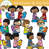 Buddies Reading Kids Clip Art