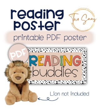 Preview of Reading Buddies Poster / Printable PDF Poster / Library Decor / Classroom Poster