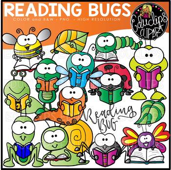 Preview of Reading Bugs Clip Art Set {Educlips Clipart}