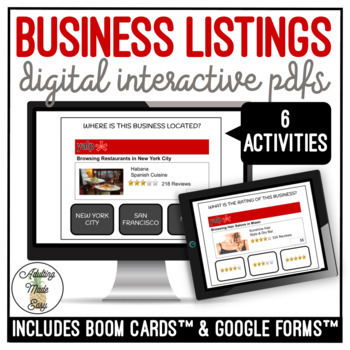 Preview of Reading Business Listings Digital Activity
