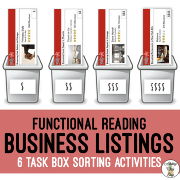Preview of Reading Businesses Listings Work Task Box Activity