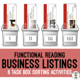 Reading Businesses Listings Work Task Box Activity
