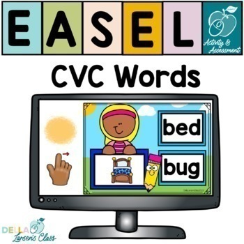 Preview of Reading CVC Words Easel by TpT Self-Checking Digital Activity