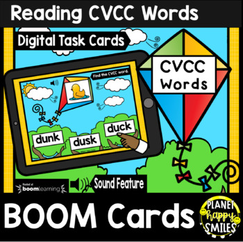 Preview of Reading CVCC Words BOOM Cards:  Spring Kites Theme