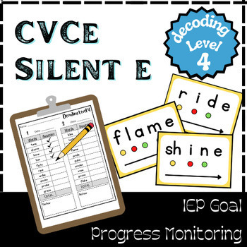 Preview of Reading CVCe or Silent E Words Progress Monitoring Assessment for IEP Goals