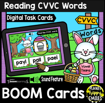 Preview of Reading CVVC Words (Vowel Teams) BOOM Cards:  Easter Bunny Theme