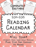 Reading Calendar 2014-2015 {Full Year, Fully Editable}
