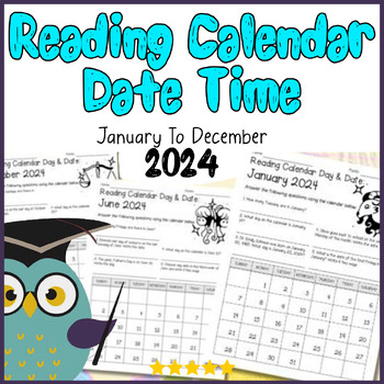 Preview of Reading Calendar Date & Time Workbook: January to December