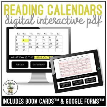 Preview of Reading Calendars Digital Activity