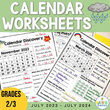 Preview of Reading Calendars Math Worksheets - July 23 to July 24 - Free Updates Every Year