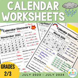 Reading Calendars Math Worksheets - July 22 to July 23 - F