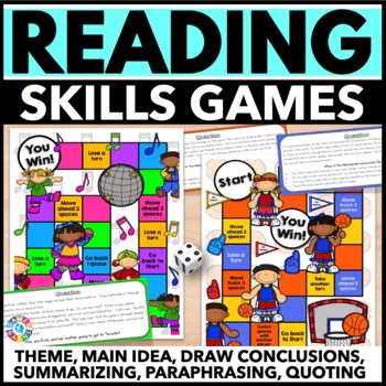 Preview of Main Idea Theme Summarizing Reading Passages with Comprehension Questions Games