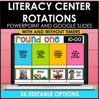 Preview of Reading Center Rotation Slides Editable - Center Rotation Chart - Timers