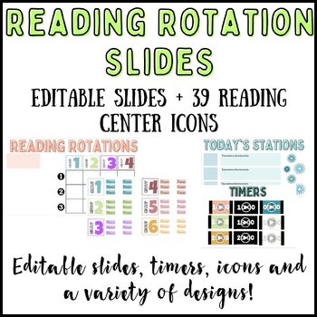 Preview of Reading Center Rotation Slides | Editable Google Slides with Timers