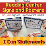 Reading Center Signs with I Can Statements: Editable!