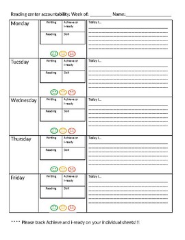 Reading Center accountability log by Juliana Dipola | TPT