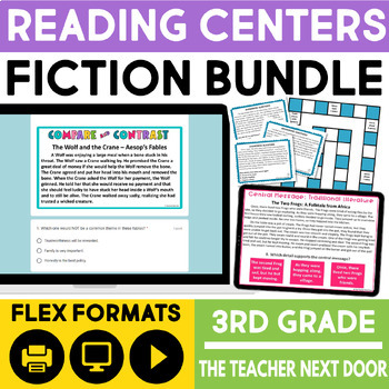 Preview of Reading Centers Bundle Fiction for 3rd Grade - Reading Games & Activities