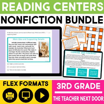 Preview of Reading Centers Nonfiction Bundle 3rd Grade - Reading Games & Activities