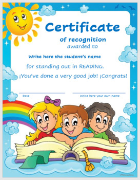 Preview of Reading Certificate of recognition / appreciation Award (good reader)