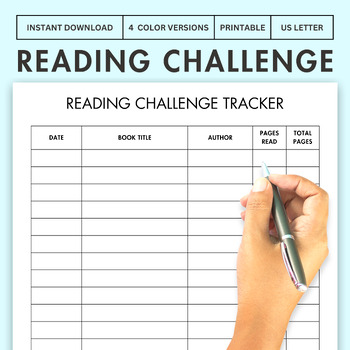 Reading Challenge Tracker Teaching Planner Printable Classroom Form