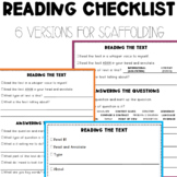 Reading Checklist | Test Prep | Scaffolding | Reading Comp